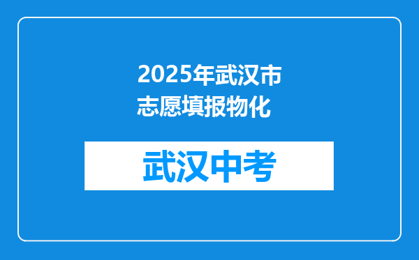 2026年武汉市志愿填报物化
