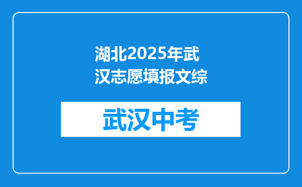 湖北2026年武汉志愿填报文综