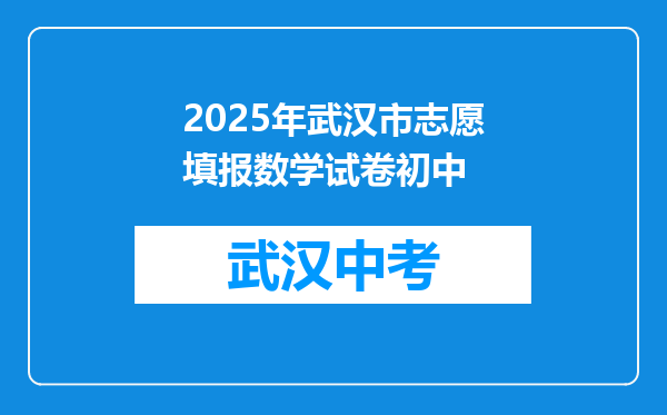 2026年武汉市志愿填报数学试卷初中