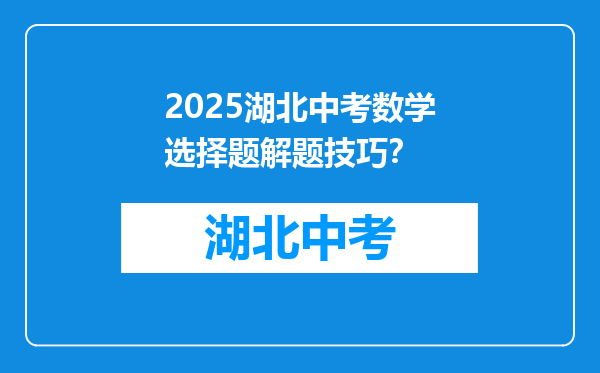 2026湖北中考数学选择题解题技巧？