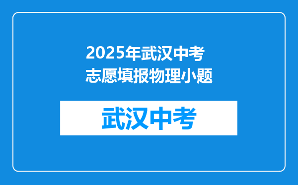 2025年武汉中考志愿填报物理小题