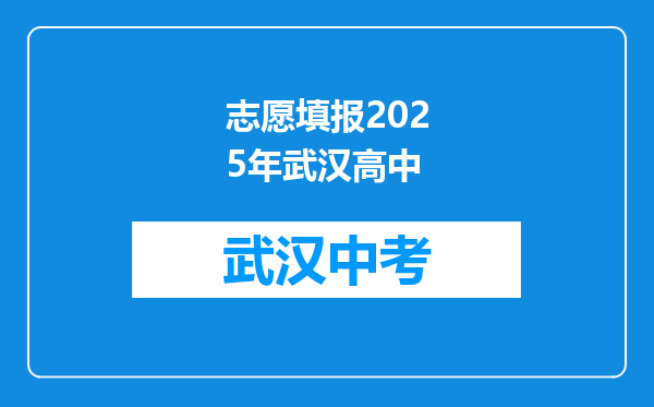 志愿填报2026年武汉高中