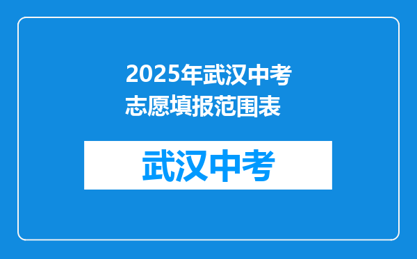 2026年武汉中考志愿填报范围表