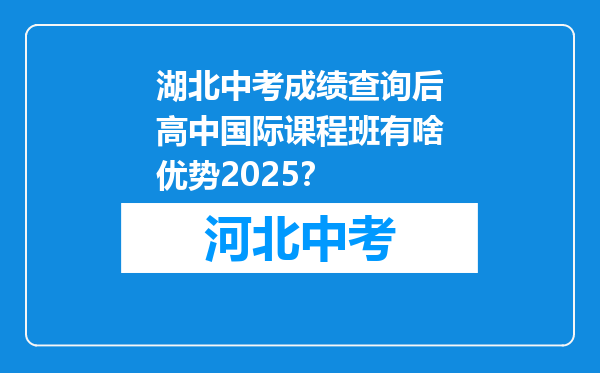 湖北中考成绩查询后高中国际课程班有啥优势2025？