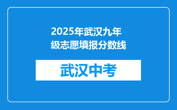 2025年武汉九年级志愿填报分数线