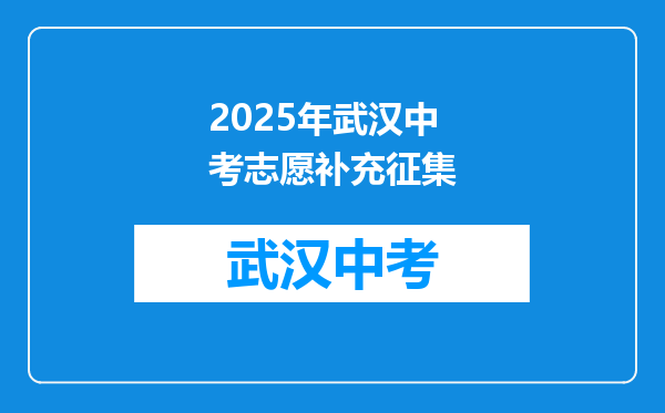 2025年武汉中考志愿补充征集