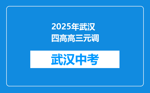2025年武汉四高高三元调