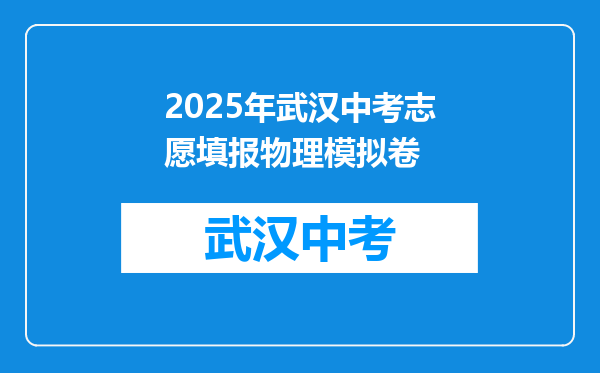 2025年武汉中考志愿填报物理模拟卷
