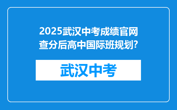 2025武汉中考成绩官网查分后高中国际班规划？