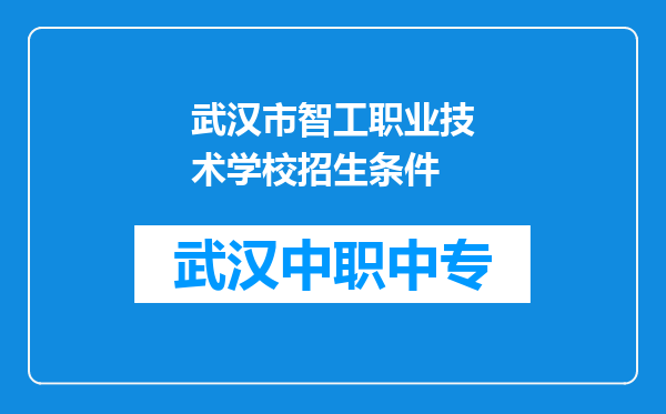 武汉市智工职业技术学校招生条件