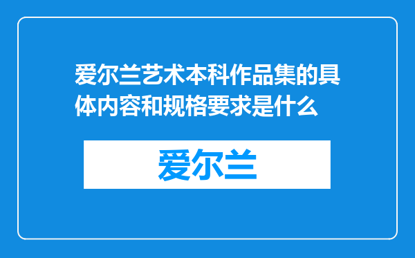 爱尔兰艺术本科作品集的具体内容和规格要求是什么