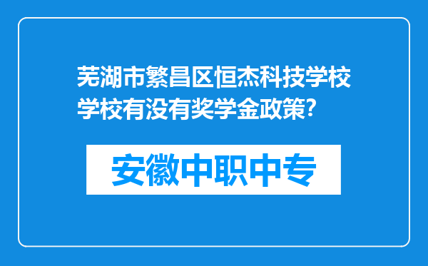 芜湖市繁昌区恒杰科技学校学校有没有奖学金政策？