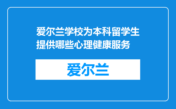 爱尔兰学校为本科留学生提供哪些心理健康服务