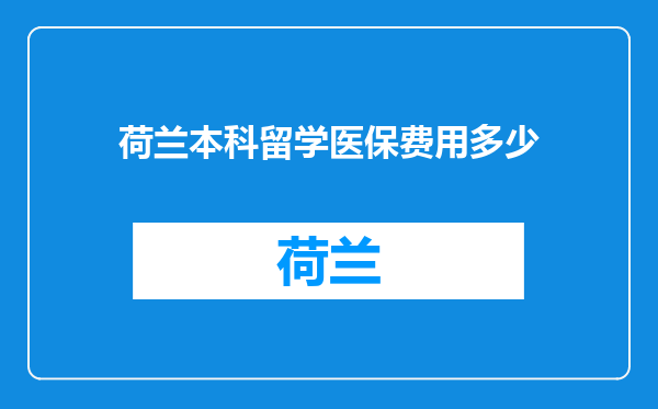 荷兰本科留学医保费用多少