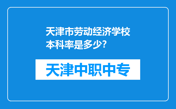 天津市劳动经济学校本科率是多少？