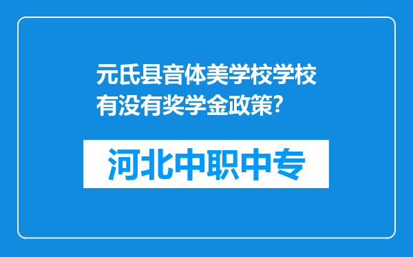 元氏县音体美学校学校有没有奖学金政策？