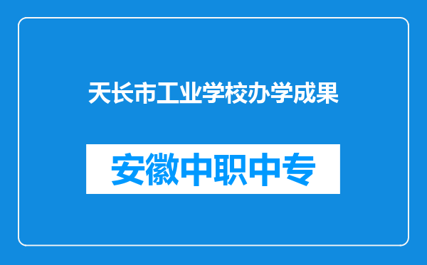天长市工业学校办学成果