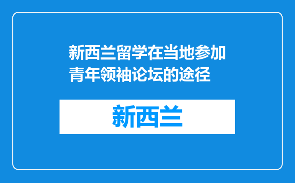 新西兰留学在当地参加青年领袖论坛的途径