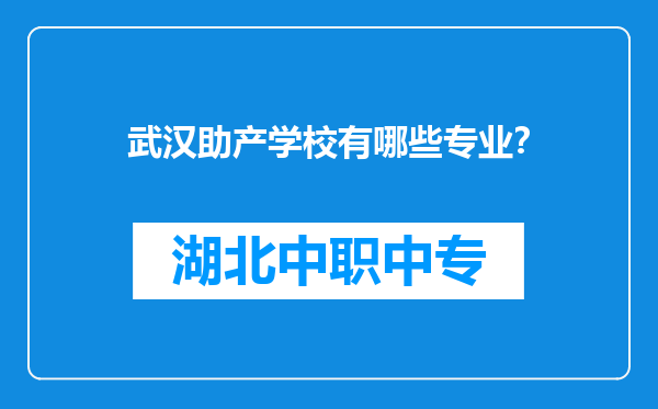 武汉助产学校有哪些专业？