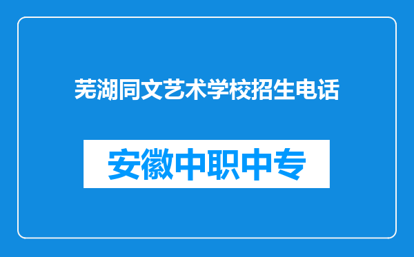 芜湖同文艺术学校招生电话