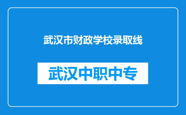 武汉市财政学校录取线