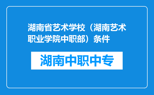 湖南省艺术学校（湖南艺术职业学院中职部）条件