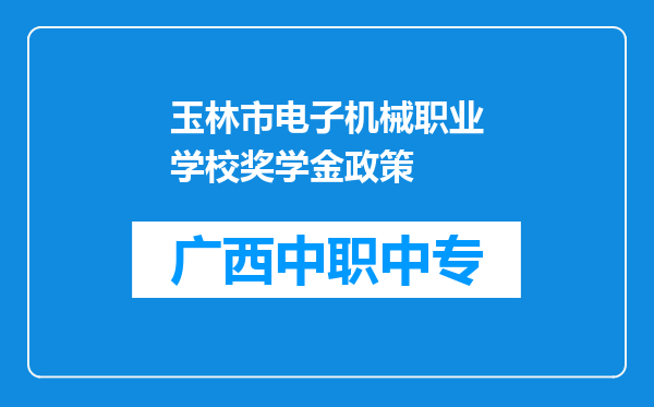 玉林市电子机械职业学校奖学金政策
