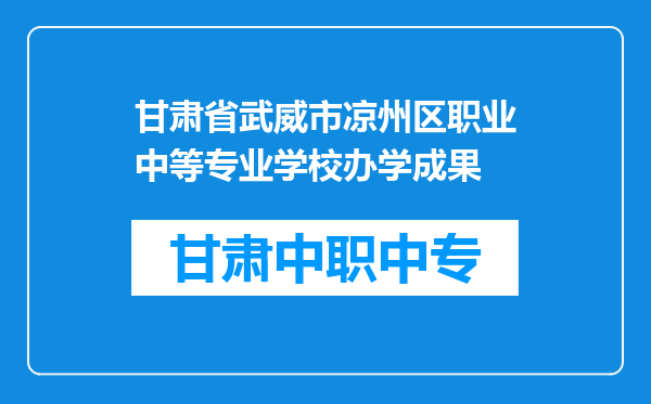 甘肃省武威市凉州区职业中等专业学校办学成果