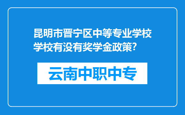 昆明市晋宁区中等专业学校学校有没有奖学金政策？