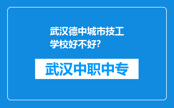 武汉德中城市技工学校好不好？