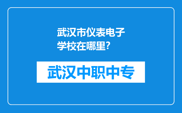 武汉市仪表电子学校在哪里？
