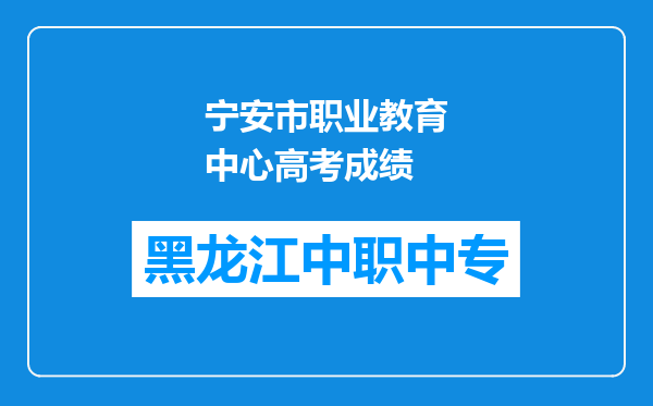宁安市职业教育中心高考成绩