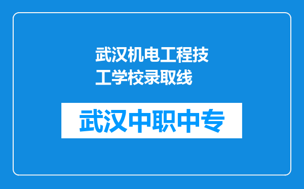 武汉机电工程技工学校录取线