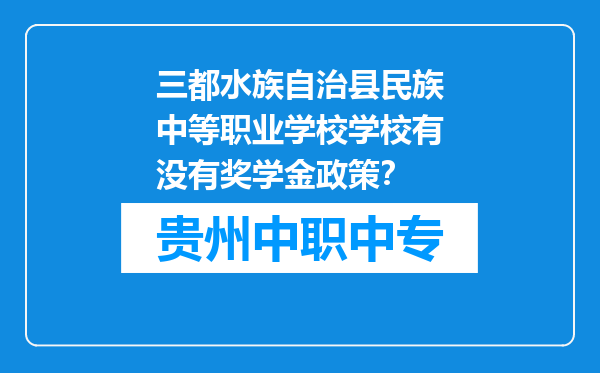 三都水族自治县民族中等职业学校学校有没有奖学金政策？