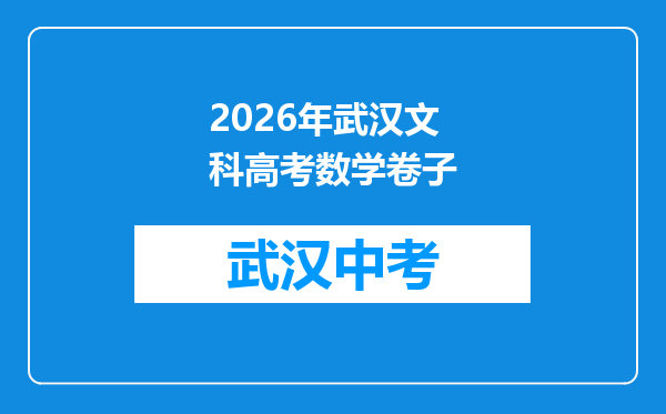 2026年武汉文科高考数学卷子