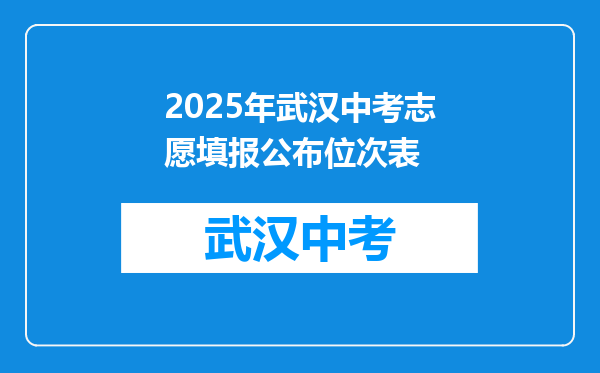 2025年武汉中考志愿填报公布位次表