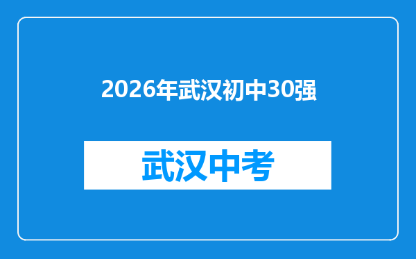 2026年武汉初中30强