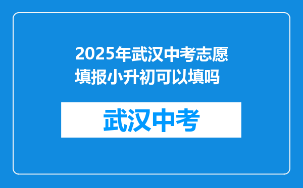 2026年武汉中考志愿填报小升初可以填吗