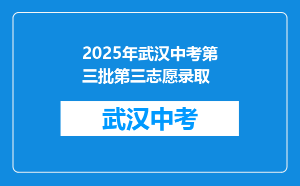 2026年武汉中考第三批第三志愿录取