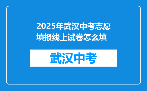2026年武汉中考志愿填报线上试卷怎么填