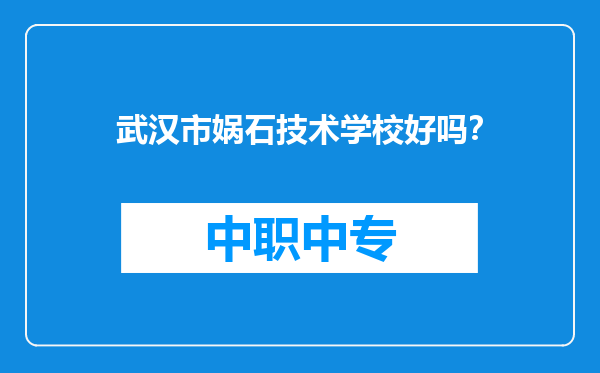 武汉市娲石技术学校好吗？