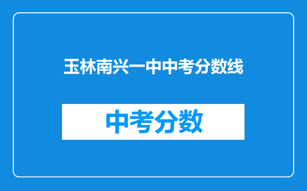 玉林南兴一中中考分数线
