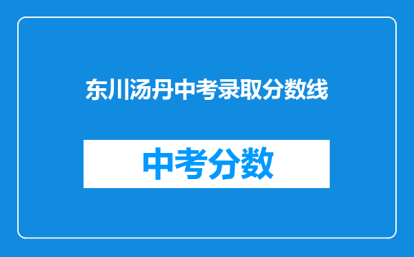 东川汤丹中考录取分数线