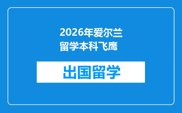 2026年爱尔兰留学本科飞鹰