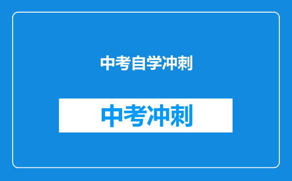 中考自学冲刺