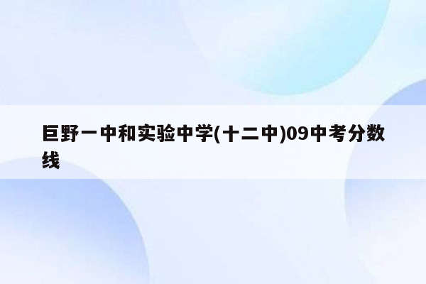巨野一中和实验中学(十二中)09中考分数线