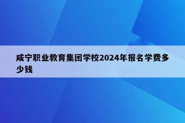 咸宁职业教育集团学校2024年报名学费多少钱