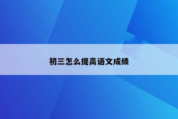 初三怎么提高语文成绩