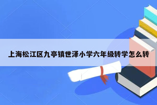 上海松江区九亭镇世泽小学六年级转学怎么转