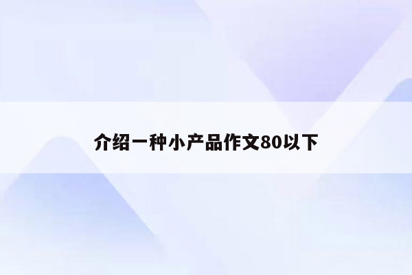 介绍一种小产品作文80以下